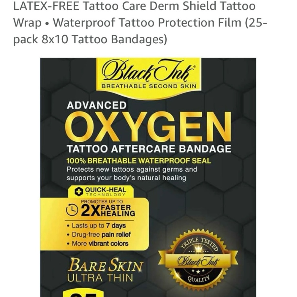 Advanced Oxygen Tattoo Aftercare Bandage - Black